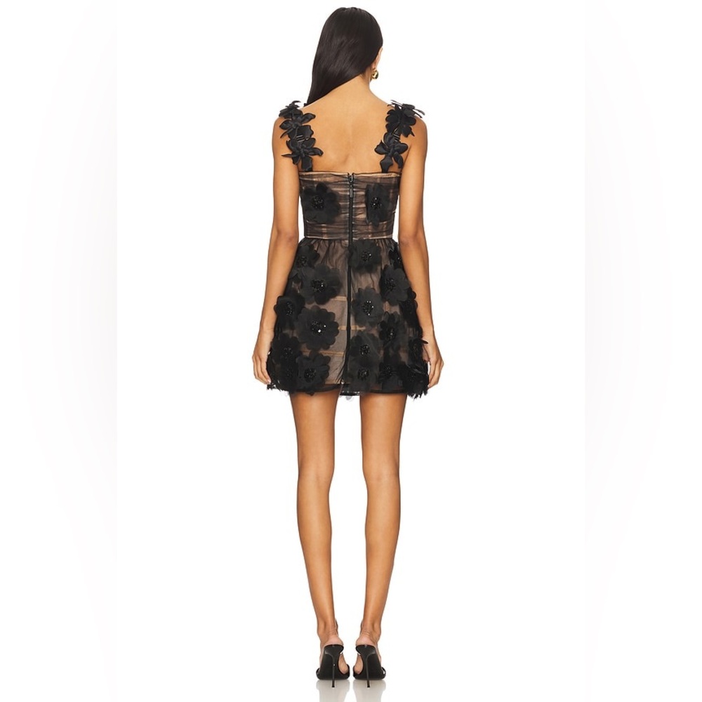 NWOT BRONX AND BANCO ROSALIE SHORT BLACK FLORAL DRESS, formal mini dress - Picture 4 of 16